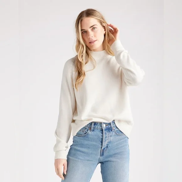 Quince 100% Organic Cotton Mock Neck
Sweater Size Small White Summer Nights - Picture 1 of 7